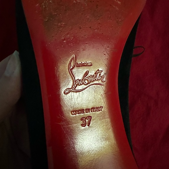 Christian Louboutin Black Geo Flat Veau Velours Specchio Toe - Picture 6 of 10